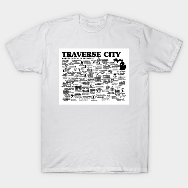 Traverse City Map T-Shirt by fiberandgloss